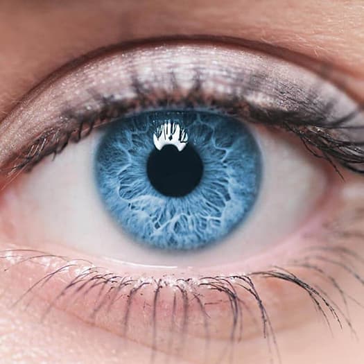 Close up of woman's blue eye