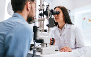 man receiving eye exam